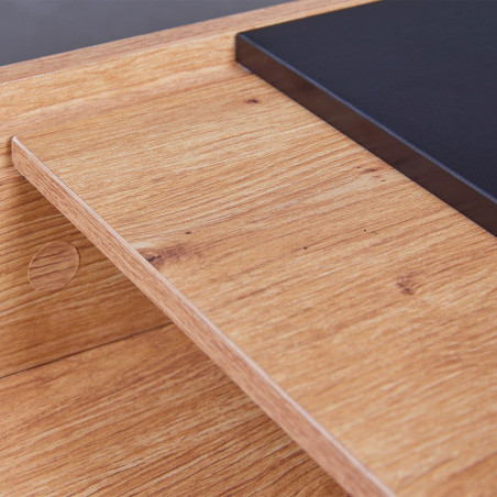 Table basse coffre anthracite et effet chêne - PAVICH