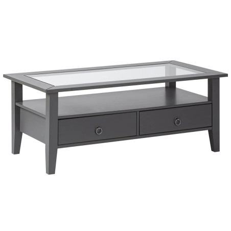 Table basse rectangulaire bois massif laqué gris - MELIO
