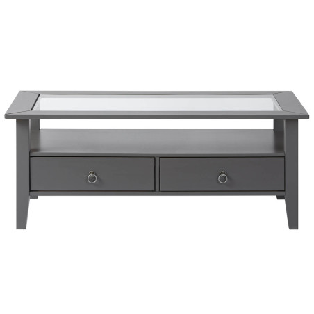 Table basse rectangulaire bois massif laqué gris - MELIO