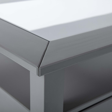Table basse rectangulaire bois massif laqué gris - MELIO