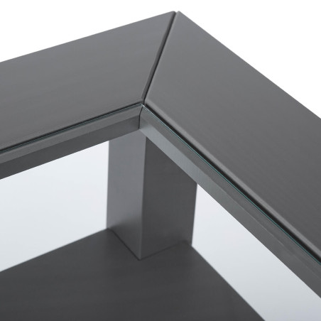 Table basse rectangulaire bois massif laqué gris - MELIO