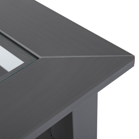 Table basse rectangulaire bois massif laqué gris - MELIO