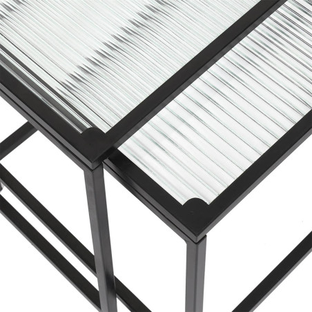 Tables Gigognes Noires Plateau en Verre Texturé - GLARO