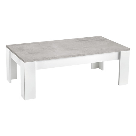 Table basse rectangulaire L126 cm laquée blanc brillant et gris marbré - DENEA