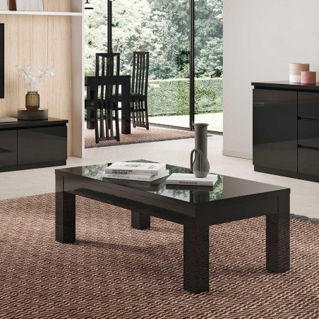 Table basse laquée noir brillant L127cm - DEYTA