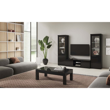 Table basse laquée noir brillant L127cm - DEYTA