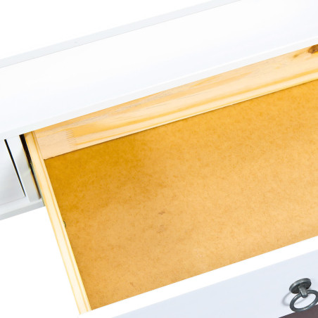 Table basse rectangulaire en bois massif verni blanc - NAREL