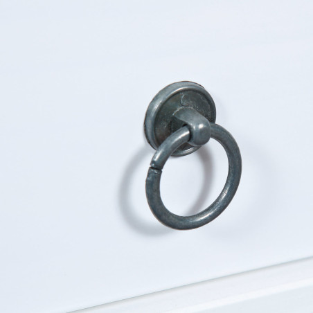 Table basse rectangulaire en bois massif verni blanc - NAREL