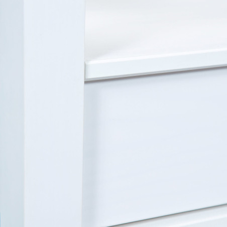 Table basse rectangulaire en bois massif verni blanc - NAREL