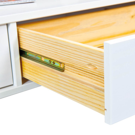 Table basse rectangulaire en bois massif verni blanc - NAREL