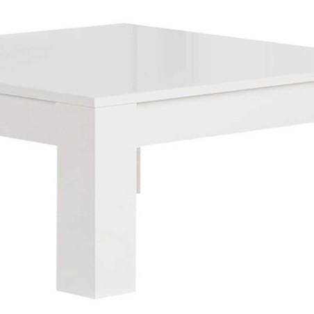 Table basse carrée 100 cm laquée blanc brillant - DENEA