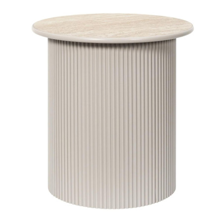 Tables gigogne aspect pierre et pied central laqué beige - BRIGS