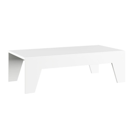 Table basse laqué blanche pieds biseautés design - TARAC