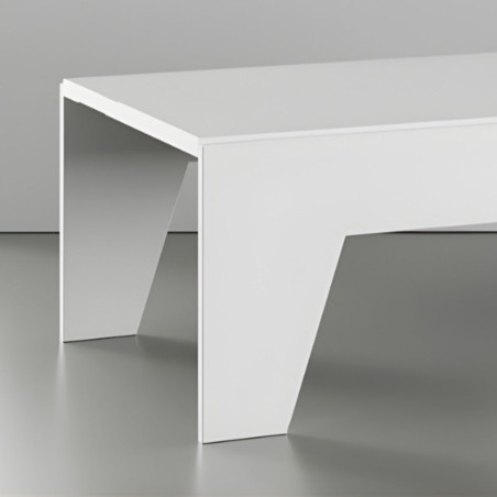 Table basse laqué blanche pieds biseautés design - TARAC