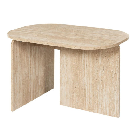Table basse ovale plateau et piétements MDF aspect travertin - TRIVAN