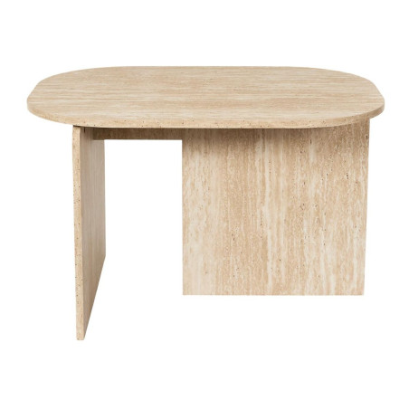 Table basse ovale plateau et piétements MDF aspect travertin - TRIVAN