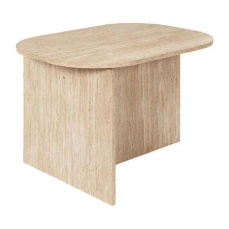 Table basse ovale plateau et piétements MDF aspect travertin - TRIVAN
