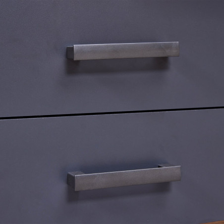 Lit 140x200cm Multi-rangements Effet Chêne et Anthracite - FIDEN