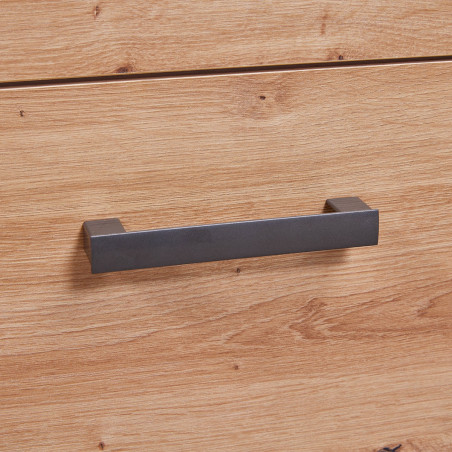 Lit 140x200cm Multi-rangements Effet Chêne et Anthracite - FIDEN