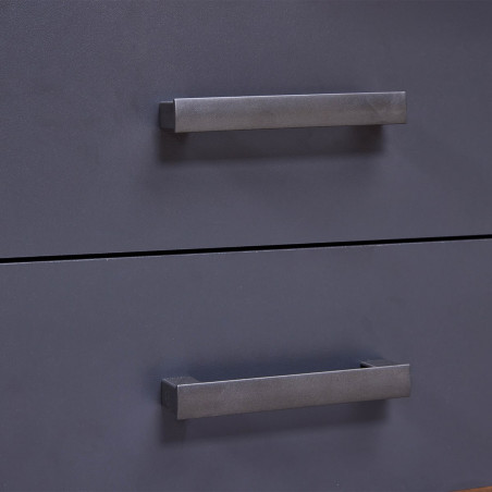 Lit 90x200cm Multi-Rangements Chêne et Anthracite - FIDEN