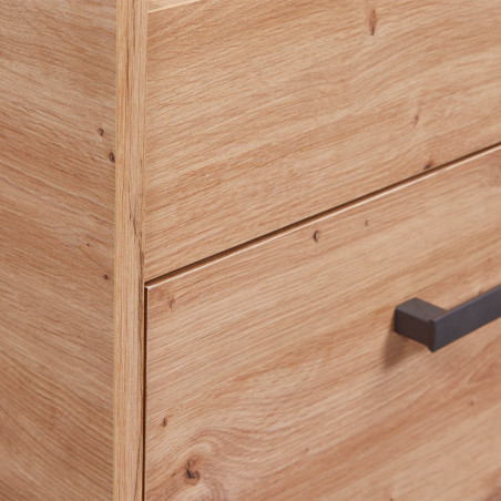 Lit 90x200cm Multi-Rangements Chêne et Anthracite - FIDEN