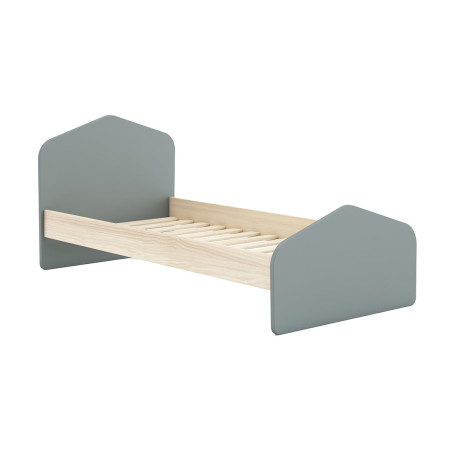 Lit 90x190 cm MDF et pin gris vert et naturel - KAINEN
