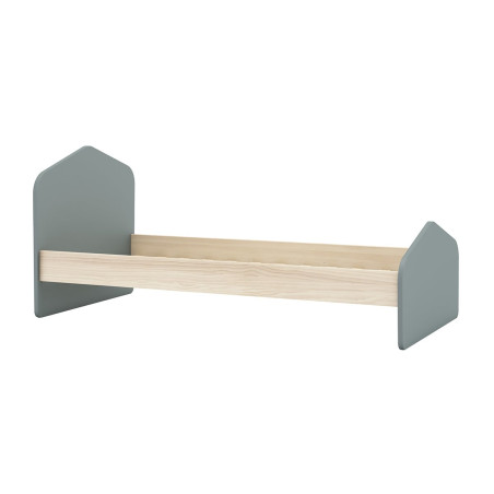 Lit 90x190 cm MDF et pin gris vert et naturel - KAINEN