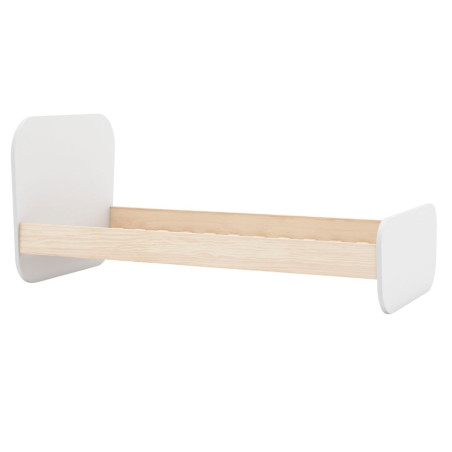 Lit 90x190 tête et pied arrondis pin massif naturel et MDF laqué blanc - KAINEN