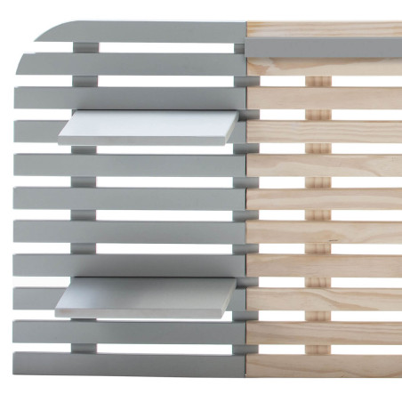 Tête de Lit L.240cm Bois Massif Naturel et Gris - ALIXO