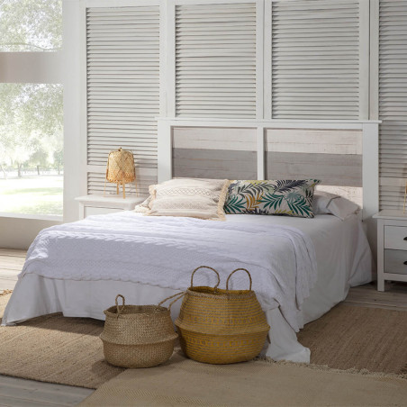 Tête de lit 150/160 bois aspect vieilli blanc et grisé - ROSALIO