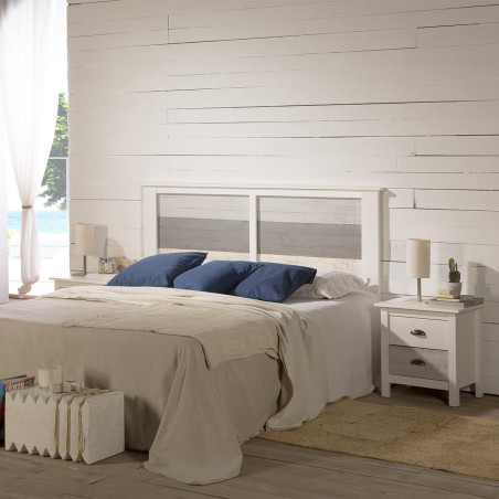Tête de lit 150/160 bois aspect vieilli blanc et grisé - ROSALIO