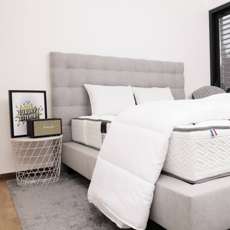 Tête de lit capitonnée 90x105 en tissu gris - IMPERA