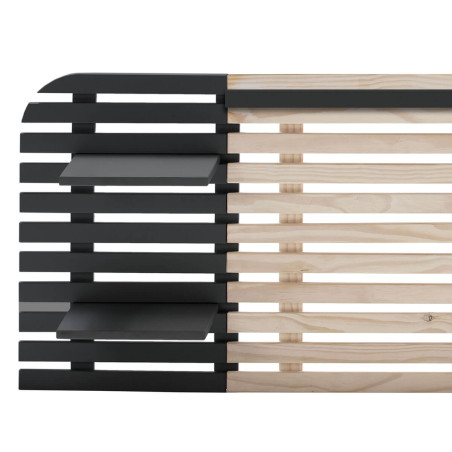 Tête de lit bois massif naturel et noir L.240 cm - ALIXO