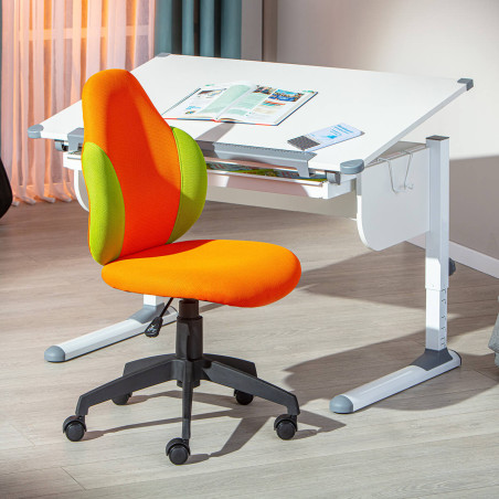 Fauteuil Pivotant Orange et Vert pour Enfant - PREIO
