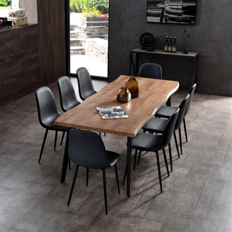 Table repas allongeable 150 cm plateau effet bois brut - STIRO