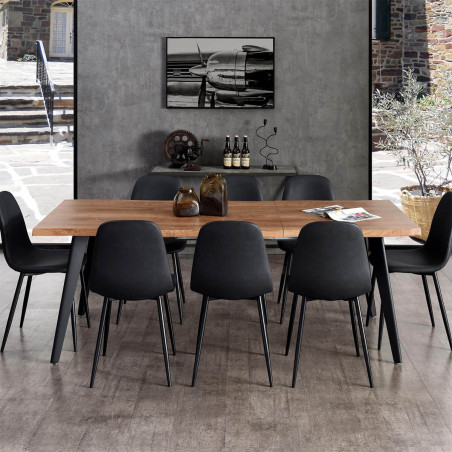 Table repas allongeable 150 cm plateau effet bois brut - STIRO