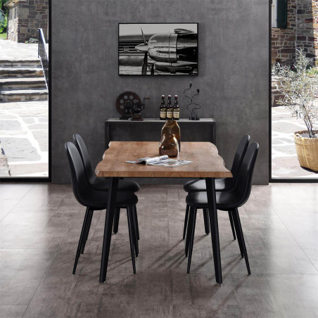 Table repas allongeable 150 cm plateau effet bois brut - STIRO