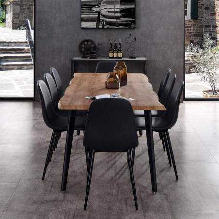 Table repas allongeable 150 cm plateau effet bois brut - STIRO