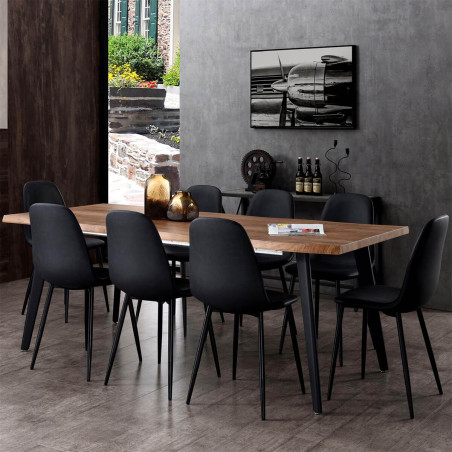 Table repas allongeable 150 cm plateau effet bois brut - STIRO