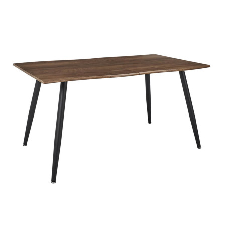 Table de repas allongeable en MDF aspect chêne pieds métal noir - CORALIA