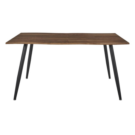 Table de repas allongeable en MDF aspect chêne pieds métal noir - CORALIA