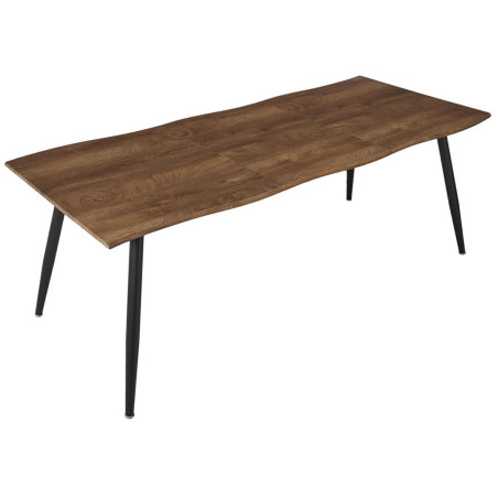 Table de repas allongeable en MDF aspect chêne pieds métal noir - CORALIA