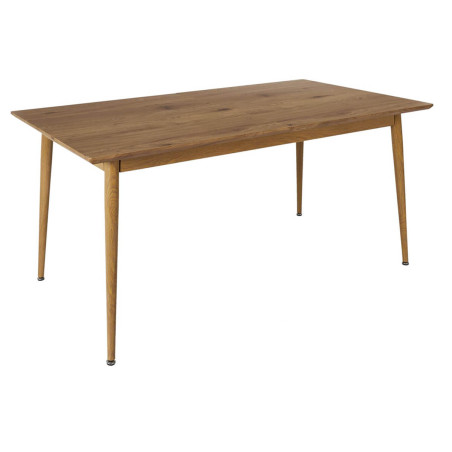 Table repas extensible en MDF aspect chêne clair pieds métal - HELINA
