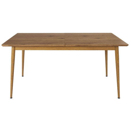 Table repas extensible en MDF aspect chêne clair pieds métal - HELINA