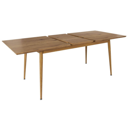 Table repas extensible en MDF aspect chêne clair pieds métal - HELINA