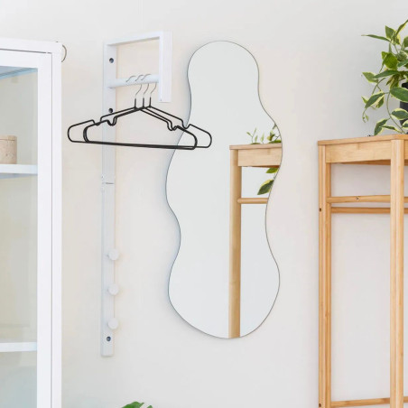 Portant Mural en Métal Blanc avec Penderie et Patères - BLAREN