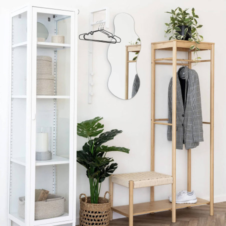 Portant Mural en Métal Blanc avec Penderie et Patères - BLAREN