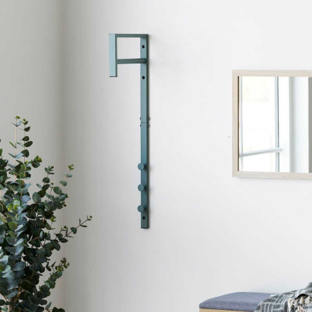 Portant Mural en Métal Vert avec Penderie et Patères - BLAREN