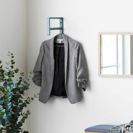 Portant Mural en Métal Vert avec Penderie et Patères - BLAREN