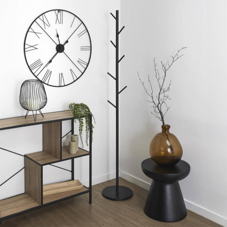 Porte-Manteaux Noir en Métal 7 Patères - ZORIRA